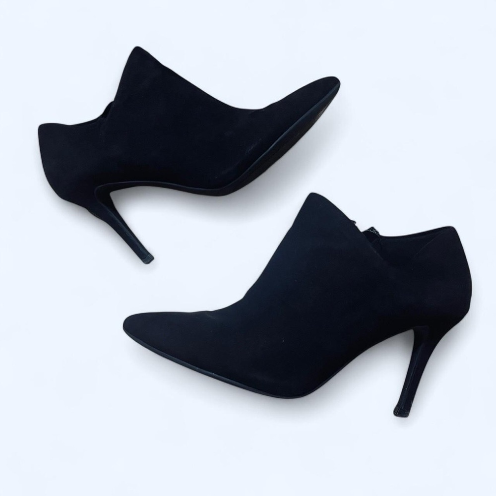 Faux Suede Black Stiletto Booties Ankle Boots 6.5